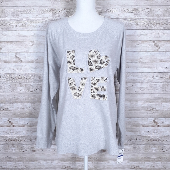 Style & Co. Tops - Style & Co Sweatshirt XL Love Animal Print Sequins 755